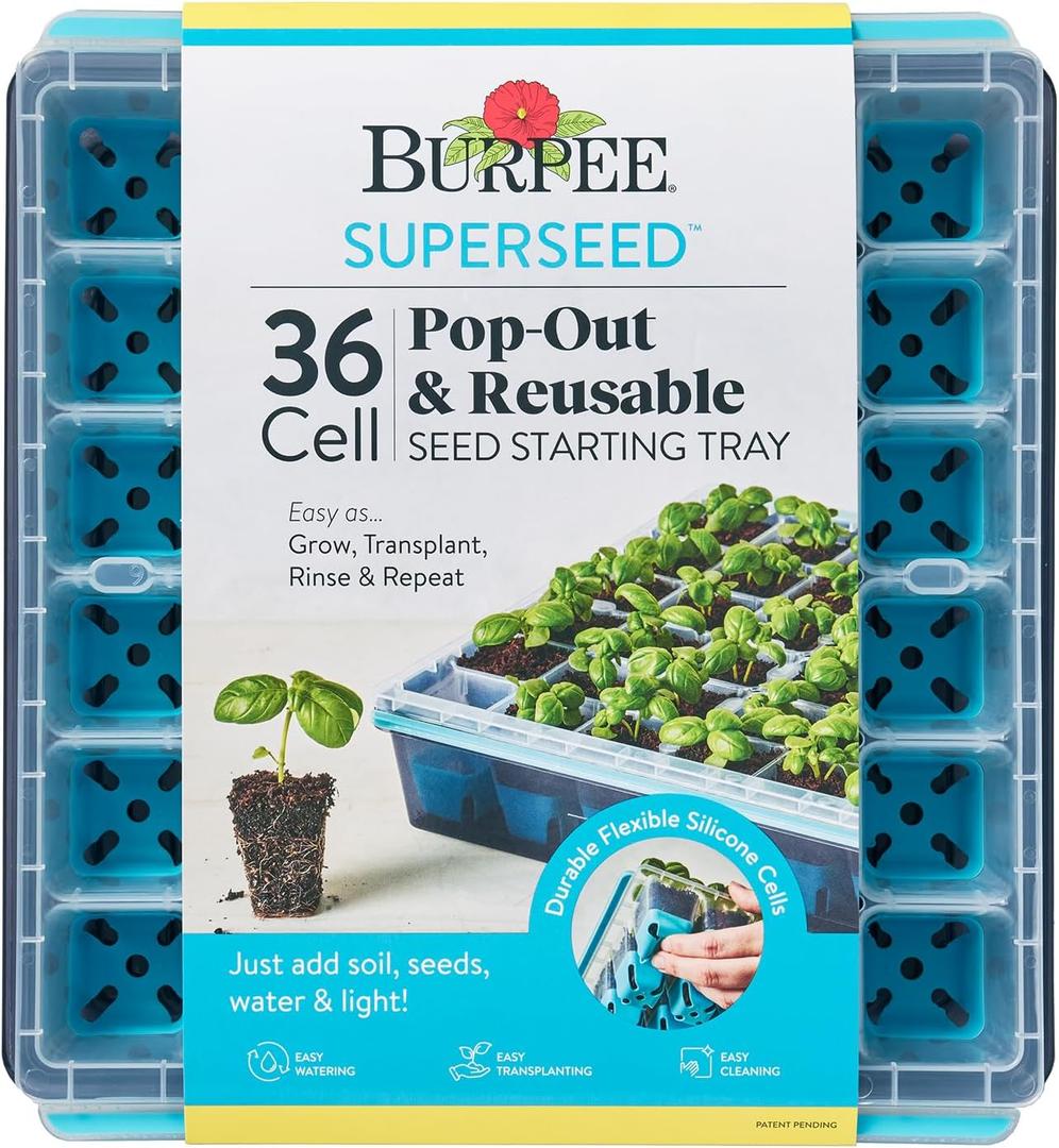 Burpee SuperSeed Seed Starting Tray | 36 Cell Reusable Seed Starter Tray | for Starting Vegetable, Flower & Herb Seeds | Indoor Grow Kit for Plant Seedlings | for Germination Success (36 Cells)
