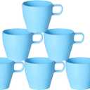 10 oz Coffee Cups Eco-Friendly, Shatter-Resistant Mug with Hanging Ears | Thickened Porcelain-Like Material | Suitable for Both Commercial and Home use(6-pack)(Blue)