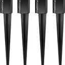 24 inch Fence Post Anchor Ground Spike Heavy Duty Metal Black Powder Coated Fence Stakes Post Base, 4x4 Inch (Inner Size 3.6"x3.6"), Pack of 4