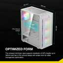 GAMDIAS White ATX Mid Tower Gaming Computer PC Case with Side Tempered Glass, Preinstalled 4X 120mm ARGB Fans, Support Up to 6X 120mm Fans, 360mm AIO/Radiator, 340mm GPU/VGA, 160mm CPU Air Cooler