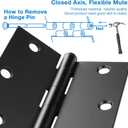 18 Pack Matte Black Door Hinges 3.5 x 3.5 Inch, Interior Door Hinges, Heavy-Duty Black Hinges with Square Corners for Doors Standard Bedroom Office Door Hardware Removable Pin,RV,Garage,Shed,Treehouse