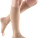 mediven Comfort for Women, 15-20 mmHg  Open Toe, Knee High Compression Stockings, Semi-Transparent Hosiery, II-Petite, Natural