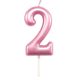 2nd Birthday Candle Two Years Pink Happy Birthday Number 2 Candles for Cake Topper Decoration for Party Kids Adults Numeral 20 23 12 26 29 21 27 62 25