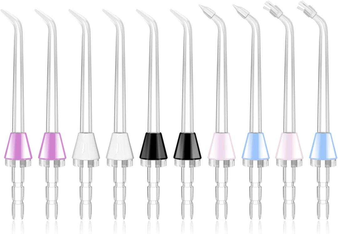 MySmile 10 PCS Replacement Jet Tips Oral Irrigator Nozzle Set - Compatible with Waterpik Water Flosser, Includes Classic, Periodontal Pocket and Plaque Seeker Tips