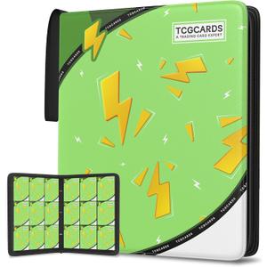 Trading Card Binder 9 Pocket,Card Binder 900 Pockets,Card Book Holder Cards with 50 Removable Sleeves,3-Ring Zip Design MTG/TCG/Sport Collectible Trading Card Albums Gifts for Boys and Girls (Green) (Large)