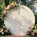 7.2ft Ivory Round Backdrop Cover Circle Backdrop Cover for Birthday Ivory Arch Backdrop for Wedding Baby Shower Party Home Decoration