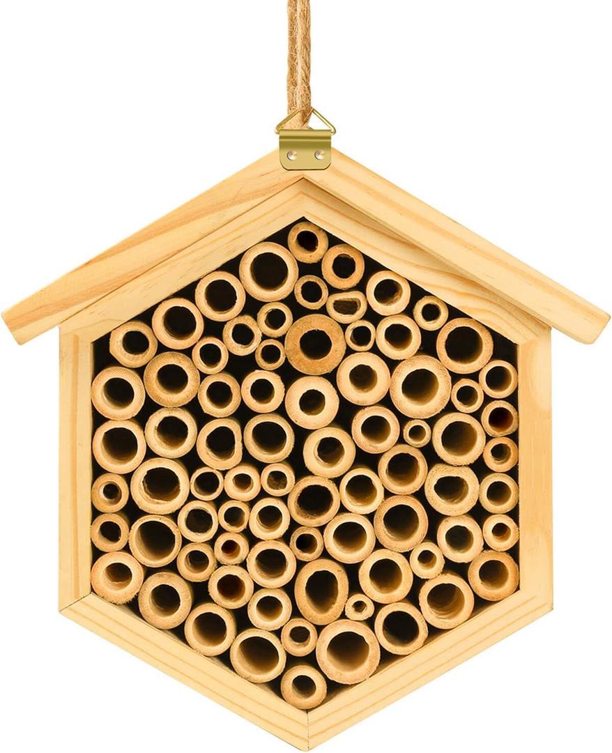 vensovo Mason Bee House - Natural Bamboo Bee Habitat Hotel for Carpenter, Pollinating, Leaf Cutter Bees