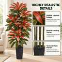 Artificial Red Dracaena Tree 6FT - Fake Tree with Black Tall Planter