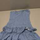 WDIRARA Women's Strapless Layered Ruffle Denim Dress Bandeau Slim Fit Mini Dresses Blue Large