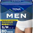 Tena Protective Adult Incontinence Underwear for Men, Maximum, S/M, 80 Count (Waist Size 25in-34in)