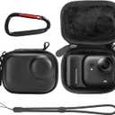 AMAZEAR Carry Case for Insta360 Go Ultra Accessories, Insta 360 Go-Ultra Portable and Compact Travel Bag Hard Leather Case with Soft Inner for Protection, Organization, and Storage, Black