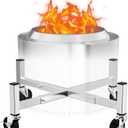 Expandable 15-27" Fire Pit Rolling Stand Heavy-Duty 360 Swivel & Locking Wheels, Universal Fit for Solo Stove & Ninja Fireside 360, Rust-Proof Stainless Steel for Patio, Camping, Outdoor