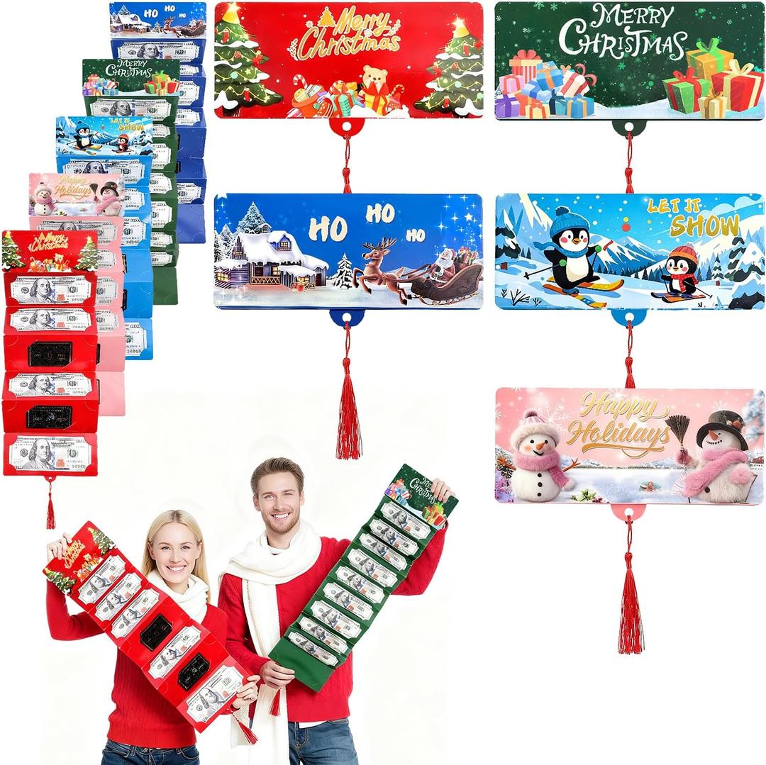 5pcs Christmas Cash Gift Envelopes 10 Slots, 2025 New Creative Cashs Surprise Envelope for Checks or Cards, Ideal for Christmas Gifts & Decor