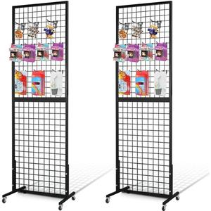 Grid Wall Panels, 2 Packs 2'x 6' Gridwall Panels Tower with T-Base, Black Wire Grid Wall Display Rack, Craft Show Display Rack, Art Gridwall Display Stand