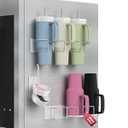Magnetic Stanley Cup Holder for Refrigerator, Water Bottle Organizer for Stanley 40 oz with Tumbler Lid Organizer, Kitchen Pantry Organizers and Storage for Stanley Cup Accessories