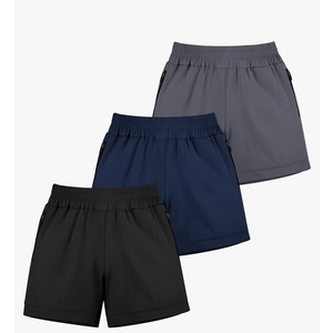 BIG ELEPHANT 3 Pcs Girls Athletic Shorts with Liner, Quick Dry Sports Shorts with Zipper Pockets for Running, Soccer, Cycling
 Size XS