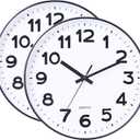 Foraineam 2 Pieces 12-Inch Wall Clock Silent Non Ticking Battery Operated Decorative Quartz Clock for Home Office School