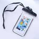 Full View Waterproof Luminous Waterproof Phone Case Transparent Touch Screen Phone Cover for Underwater Photography Swimming Bag,Black