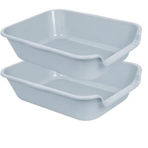 2 Pack Extra Large Dog Litter Box Pan Tray (ABS Material), Low Entry Jumbo Senior Litter Boxes for Multiple Kitten Big Cats, Pet Safe Indoor Dog Potty (Grey, 20" L x 15" W)