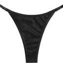 OYOANGLE Women's Metallic Thong Bikini Bottom Low Rise Cheeky Swim Bottoms Beachwear, Small