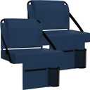 2pcs Stadium Seat for Bleachers with Back SupportPortable Bleacher Chairs with Back and CushionIncludes Shoulder Strap and Cup Holder (Navy,2 Pack)