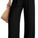 Tallemon Tall Women's 34" Inseam Palazzo Pants High Waisted Casual Wide Leg Summer Beach Lounge Trousers Black, L