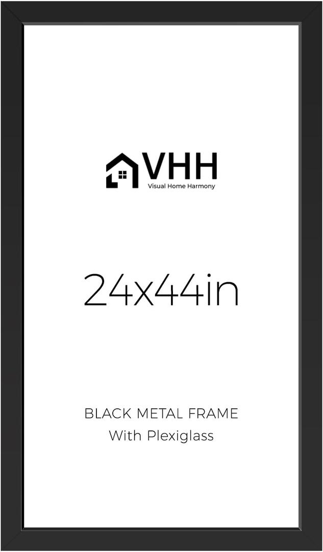 VHH 24x44 Picture Metal Frame with Plexiglass,Wide Edge, 24x44-1pc-Plexiglass
