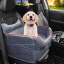 Dog Car Seat for Small Dogs Up to 25 lbs with 6-Inch Memory Foam Cushion | Elevated Booster Seat with Safety Belts, Storage Pockets and Removable Washable Cover for Front or Back Seats, Grey