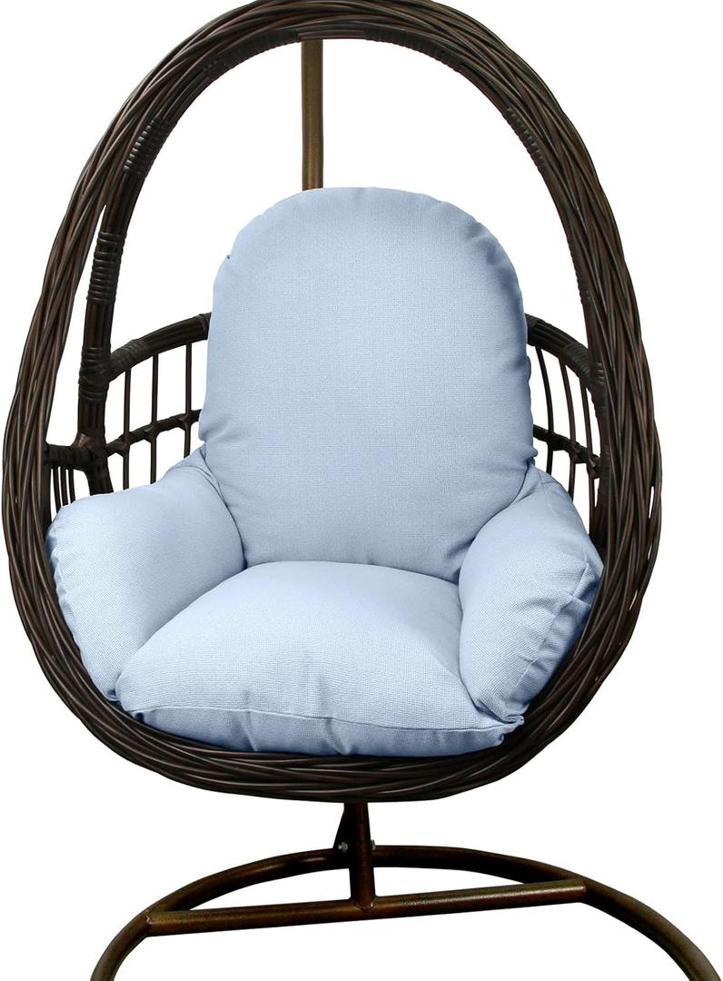 Outdoor Egg Chair Cushion with Straps, Thick PP Cotton & Shredded Sponge Fill, Water Repellent & Fade Resistant Replacement Cushion for Hanging Swing Chair, Removable Cover, Light Blue
