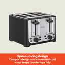 bella 4 Slice Toaster with Auto Shut Off, Extra Wide Slots & Removable Crumb Tray and Cancel, Defrost & Reheat Function, Toast Bread & Bagel, Black