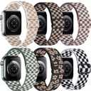 MITEV 6 Pack Stretchy Solo Loop Compatible with Apple Watch Band 38mm 40mm 41mm 42mm 44mm 46mm 45mm 49mm Women,Soft Nylon Elastic Braided Strap Wristband for iWatch Series 11 10 9 8 7 6 5 4 3 Ultra/SE (Rose/Black Rose/Smoke Purple/Green/Rose Clouds/Black White)