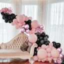 Metallic Pink Black Balloons Arch Kit, 151Pcs Black Chrome Pink and Bobo Balloons Garland 18 12 10 5 inch for Birthday Wedding Bachelorette Anniversary Halloween Christmas Party Decorations