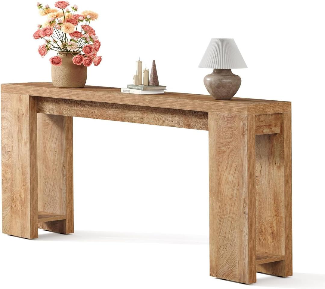 LITTLE TREE 70.9-Inch Long Console Table, Narrow Sofa Table Behind the Couch, Farmhouse Console Table for Living Room, Entryway, Hallway (Rustic)