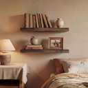Realgulf 24 Inch Live Edge Floating Shelves, Solid Elm Wood Shelf, Set of 2, Vintage Weathered