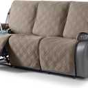 TAOCOCO 100% Waterproof Recliner Sofa Covers, Non Slip Split Couch Covers for Reclining Couches with Elastic Strap, Washable Reclining Sofa Cover Furniture Protector (3 Seater, Gray Taupe)