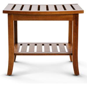 Teak shower bench with Storage Shelf, Shower Stool for Inside Shower, Waterproof Shower Bench Seat, Shower Chair for Inside Shower, Wood Bench, Bathroom Bench (Natural Color)