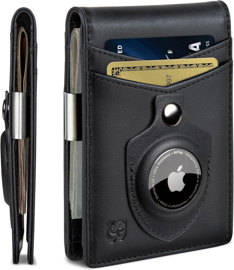 SERMAN BRANDS Money Clip Wallet - Mens Wallets slim Front Pocket RFID Blocking Card Holder Minimalist Mini Bifold (Charcoal Black Transformer Air)