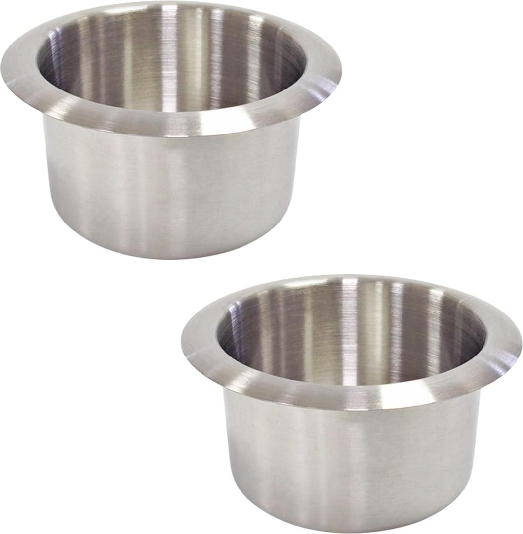 Stainless Steel Drop-in Cup Holder, 2pcs Single Car Cup Drink Holder Poker Table Drink Holder Computer Desk Ashtray for Sofa Boat Rv Couch Recliner Car Truck Poker Table