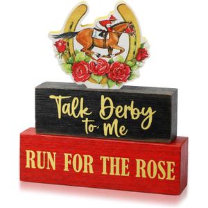 Vicenpal 3 Pcs Derby Day Horse Party Decorations Derby Horse Racing Table Decor Wooden Horseshoes Horseman Run for The Roses Table Centerpiece for Home Shelf Office Desk Decorations Party Supplies