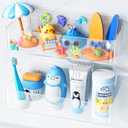 Nieifi Bath Toy Storage, Large Capacity Bath Toy Organizer, Adhesive Shower Caddy for Baby Bathroom Bathtub, Clear (2 Large)