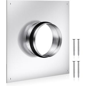 Zonon 4 Inch Duct Connector Flange Galvanized Steel Dryer Vent Connector with Rubber Ring and Screws Straight or Flex Pipe Flange for Heating Cooling Ventilation System