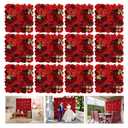 RIDDSEE Flower Wall Backdrop 12 Piece of 16.5x16.5 Inch Artificial Floral Wall Panel Silk Rose Wall Decor Ideal for Wedding Celebrations, Festive Party Backdrops, and Home Decor-Red