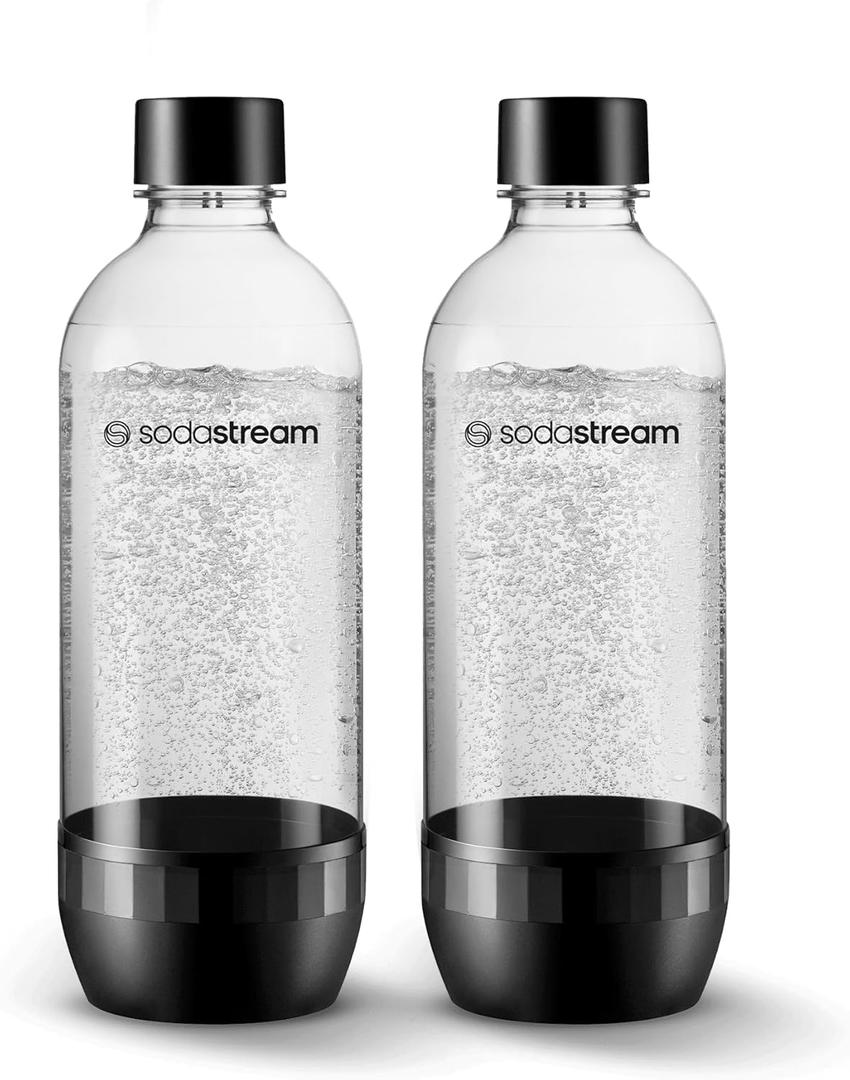 SodaStream 1L Classic DWS Carbonating Bottle Black (twinpack), Pack of 2