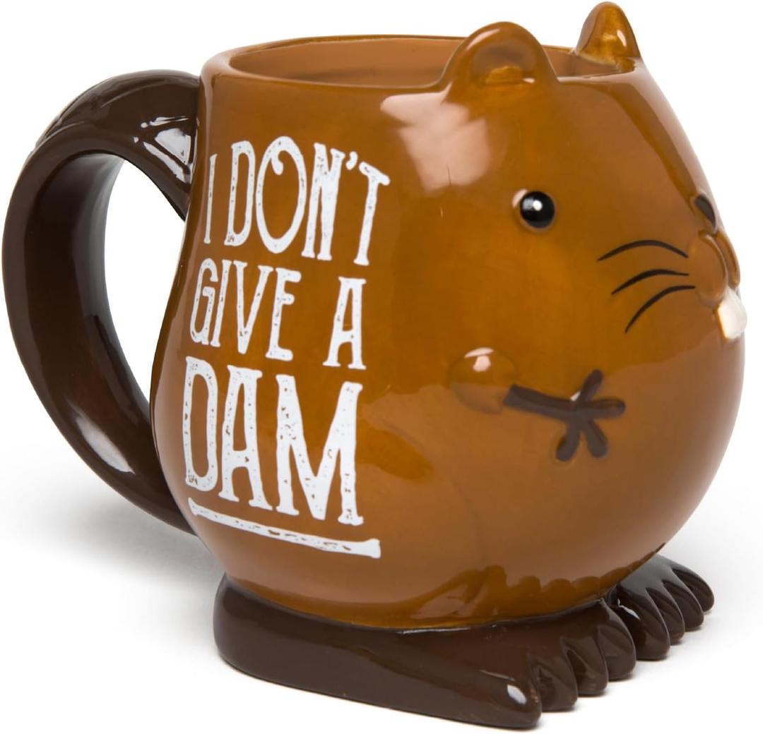 BigMouth Inc Sassy Beaver Coffee Mug  Funny I Dont Give a Dam Ceramic Beaver Cup, 16 oz Novelty Coffee Mugs for Home or Office, Hilarious Animal Gift for Adults