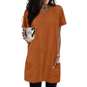 KISSMODA Woman Lightweight Dress with Hood Short Summer Pullovers with Pockets Long Tunics Top for Leggings (XXL)