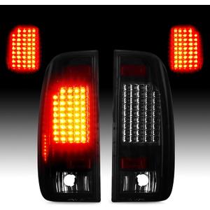 LED Tail Light Fit for 1997-2003 Ford F150 and 2004 F150 Heritage, for 1999-2007 F-250 F-350 Super Duty, Rear Brake Lamp Taillight Assembly Smoked Lens (Fit Fleetside Models