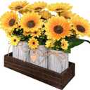 Sunflowers Artificial Flowers Decorations, Sunflower Table Centerpieces for Wedding, Artificial Flower Arrangement Farmhouse Dcor for Dining Room, Living Room, Coffee Table, Study Desk