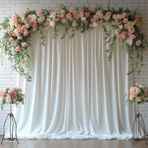 10x10FT White Backdrop Curtains for Wedding Parties, Wrinkle Free Photo Backdrop Curtains for Wedding Birthday Party Baby Shower, Fabric Drape with Rod Pockets 5ft x 10ft, 2 Panels