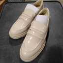 JENN ARDOR Women's Chunky Loafers Slip On Lug Sole Penny Loafer Comfort Casual Round Toe Mid Heels Platform Work Shoes (8.5 US, White)