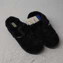 Dearfoams Women's Fuzzy Memory Foam Cable Knit Claire Clog House Slipper with Wide Widths (11-12, Black)